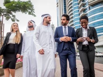 Business Professionals Walking Together