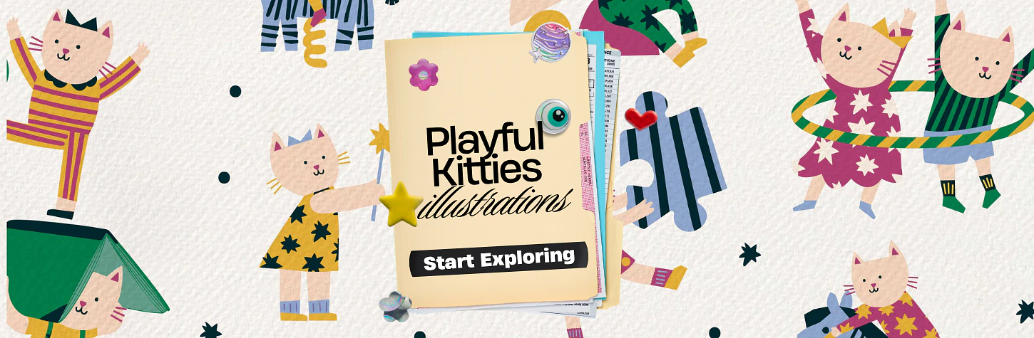 Playful kitties illustrations