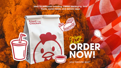 Fried Crispy Chicken Icons