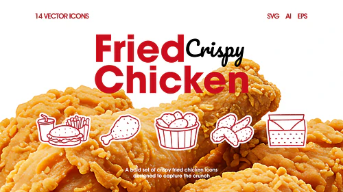 Fried Crispy Chicken Icons