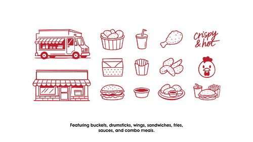 Fried Crispy Chicken Icons