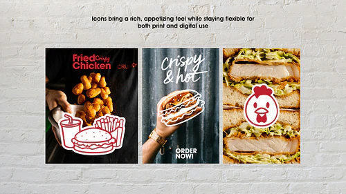 Fried Crispy Chicken Icons