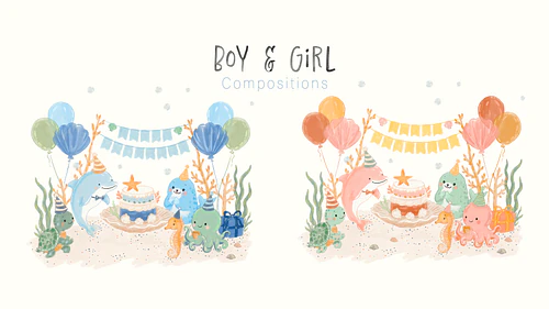 Under the Sea Invitation Canva Template & Clipart