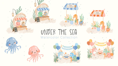 Under the Sea Invitation Canva Template & Clipart