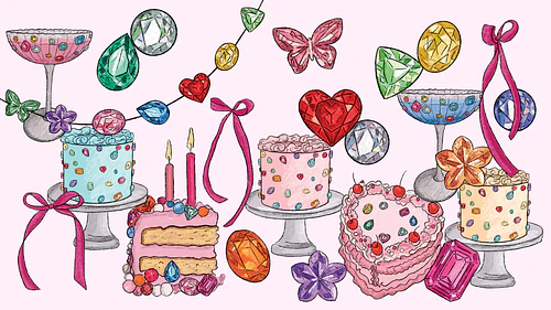 Gem Party - Hand Drawn Gemstone Clipart & Party Illustration Pack