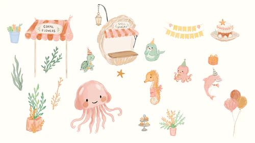 Under the Sea Invitation Canva Template & Clipart