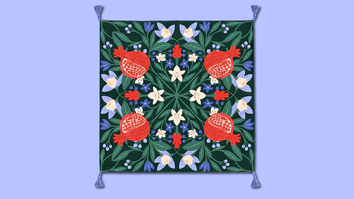 Pomegranate Garden Folk Botanical Pattern Collection