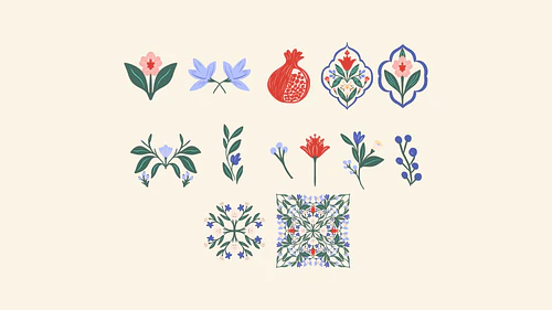 Pomegranate Garden Folk Botanical Pattern Collection