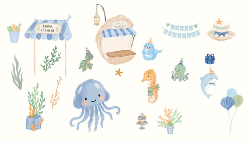 Under the Sea Invitation Canva Template & Clipart
