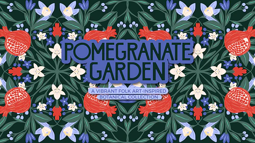 Pomegranate Garden Folk Botanical Pattern Collection