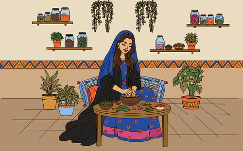 Saudi Home Rituals Illustration