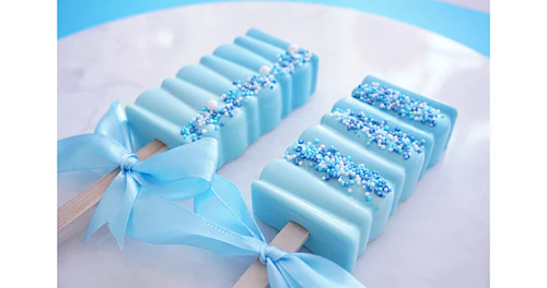 Deliciously Decorated Rectangular Cakesicles for Baby Shower