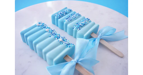 Deliciously Decorated Rectangular Cakesicles for Baby Shower