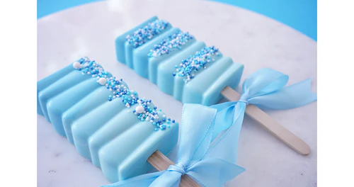 Deliciously Decorated Rectangular Cakesicles for Baby Shower