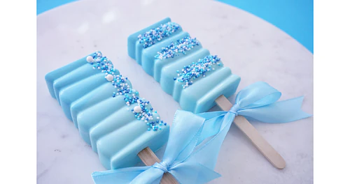 Deliciously Decorated Rectangular Cakesicles for Baby Shower