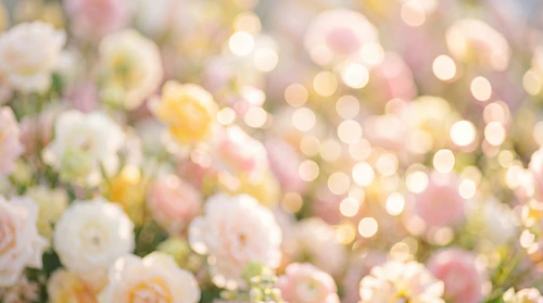 Blooming Flowers Background – Dreamy Blurry Floral Background – Soft Pastel Abstract Botanical Texture