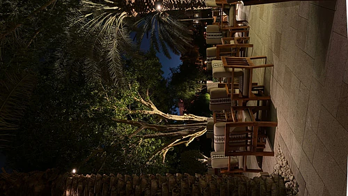 Outdoor Dining Area at Night